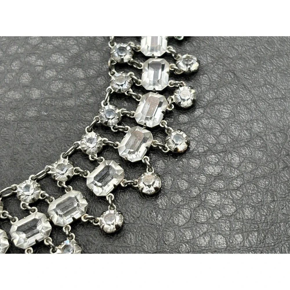 Vintage Open Back Crystal Station Bib Collar Necklace ~ Gorgeous!!